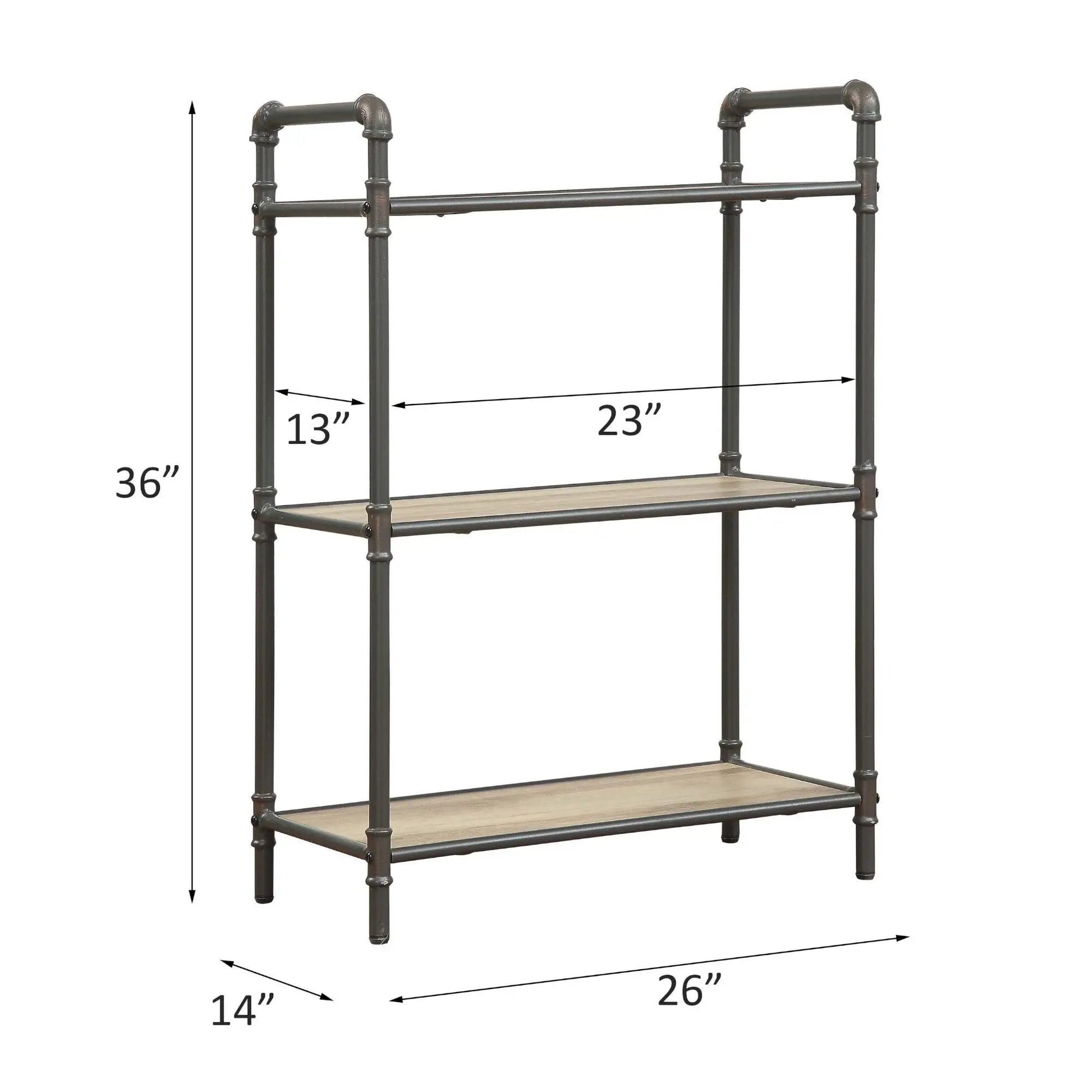 Itzel Bookshelf etageres with dark metal pipe-frame and wood shelves by Unique Piece Furniture on Tampa Home & Garden Store