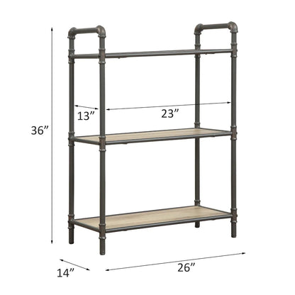 Itzel Bookshelf etageres with dark metal pipe-frame and wood shelves by Unique Piece Furniture on Tampa Home & Garden Store
