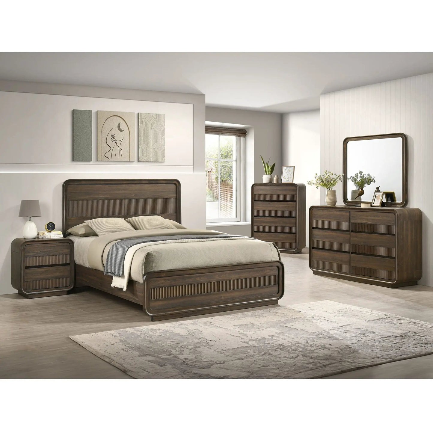 Flair Dresser With Rounded Edges 6 Drawers Brown