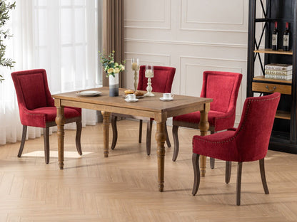 Ultra Side Dining Chair Set four red velvet chairs with solid wood legs by HouseOfZazla on Tampa Home & Garden Store
