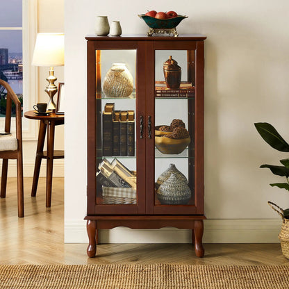 Curio cabinet by Unique Piece Furniture in dark wood with tempered glass doors on Tampa Home & Garden Store