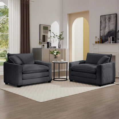 Pair of Modern Classic Fabric Single Chairs with deep seats in dark gray on Tampa Home & Garden Store