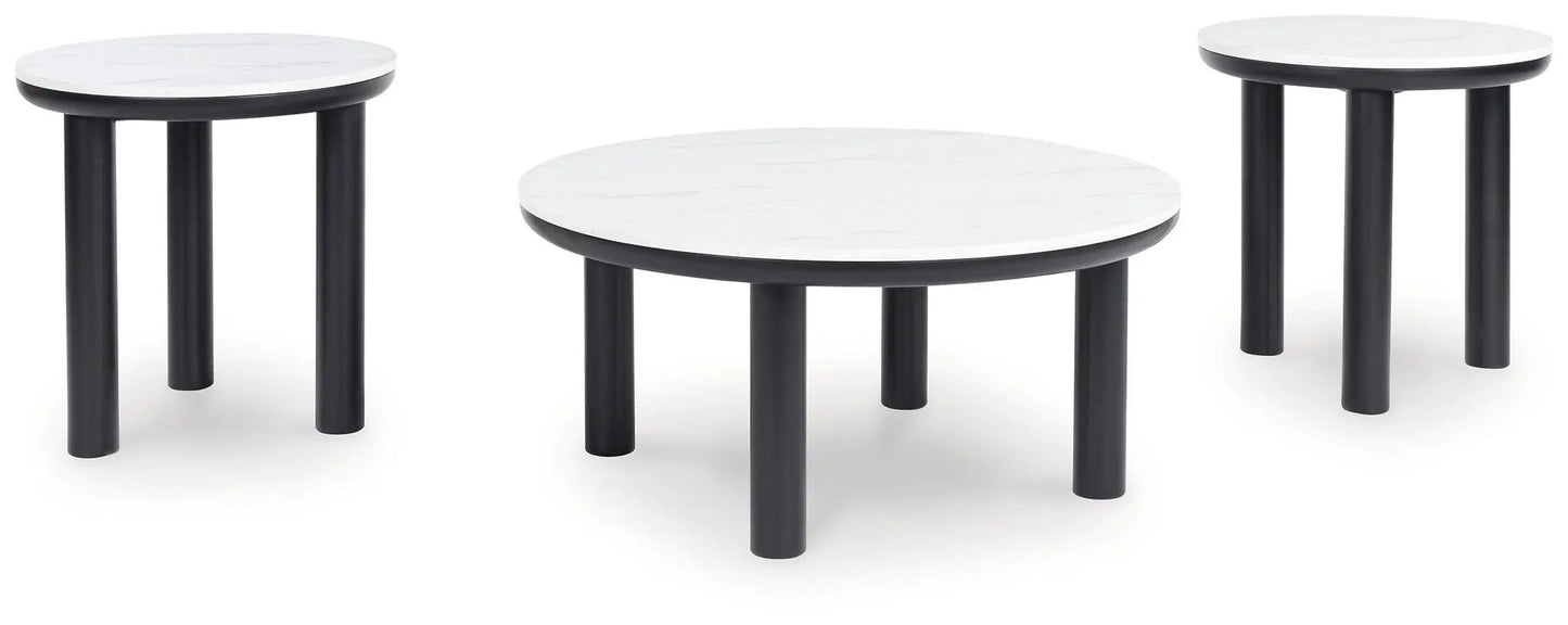 Xandrum Occasional Table Set of 3 Black and White