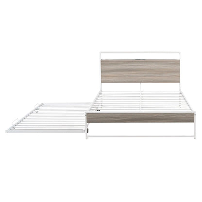 Platform Bed Frame With Trundle and USB Ports