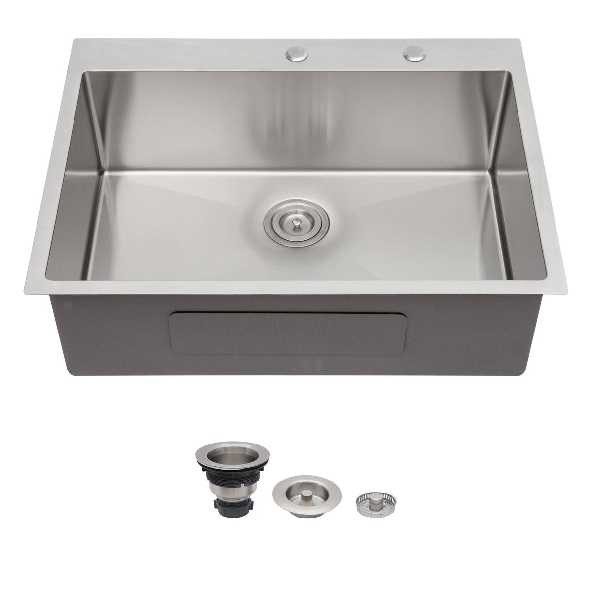 Topmount stainless steel kitchen sink by HouseOfZazla with dual faucet holes and drain kit on Tampa Home & Garden Store