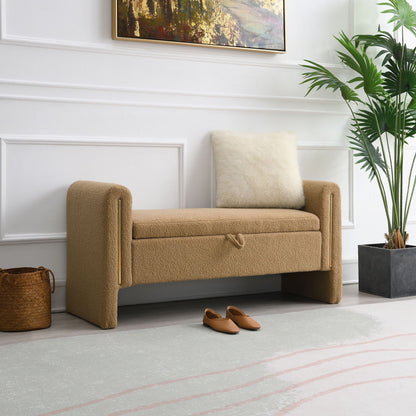 Modern Plush Teddy Bench With Storage And Seat
