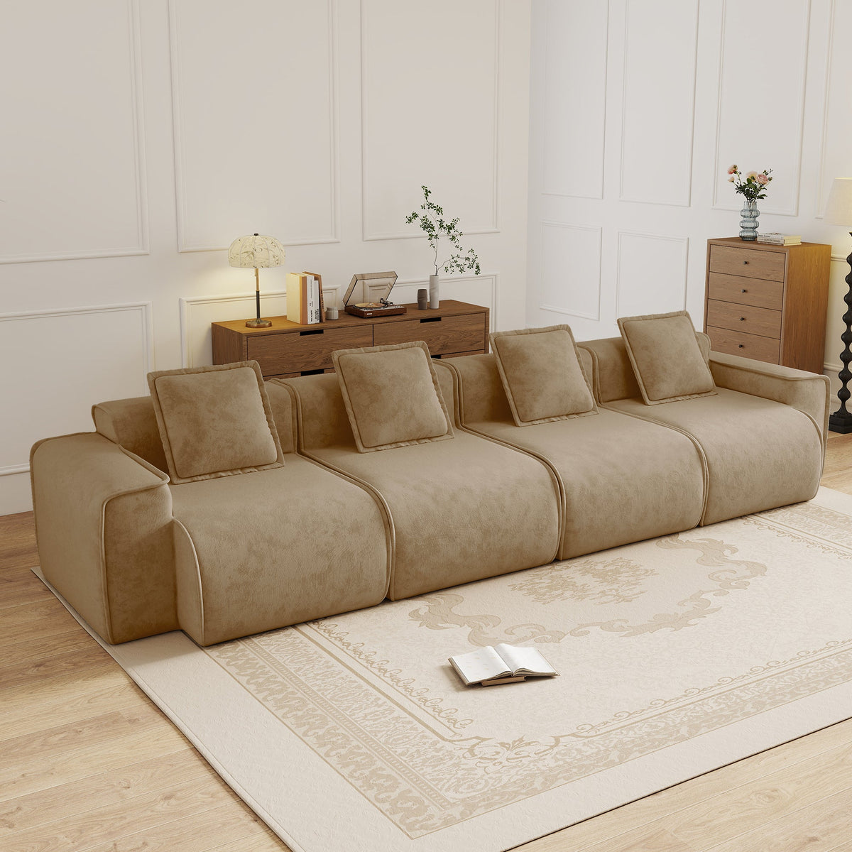Four Seat Modular Velvet Sofa and Deep Seating