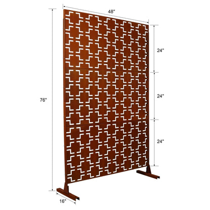 Outdoor & Indoor metal privacy freestanding decorative screen with brown finish and lattice on Tampa Home & Garden Store
