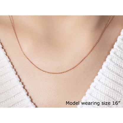 Necklace 14k rose gold oval cable link chain 0.97mm, by Bids.com, model wearing size 16 on Tampa Home & Garden Store