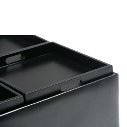 Avalon Square Ottoman Coffee Table with Trays, black gloss finish by HouseOfZazla on Tampa Home & Garden Store