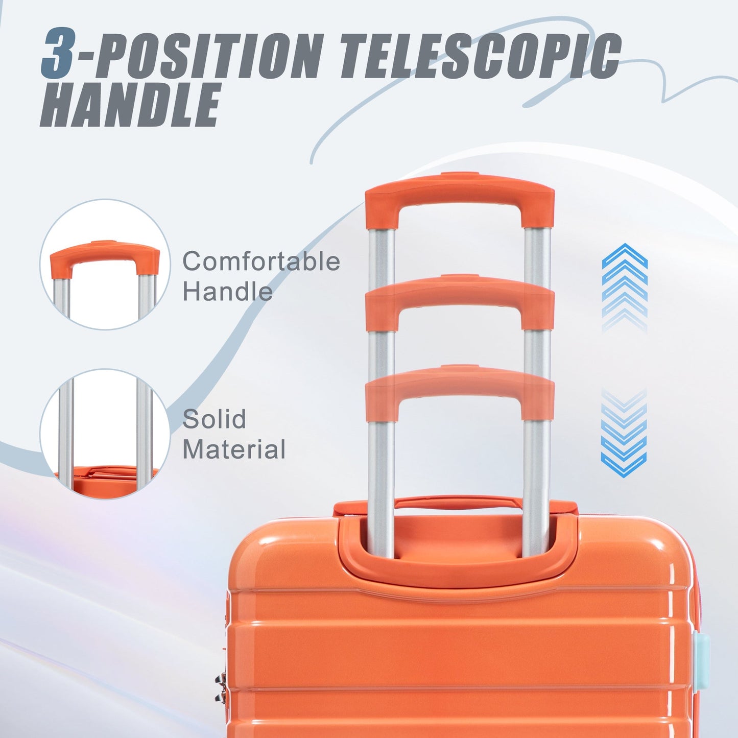 3-Piece Spinner Wheel Luggage Set orange luggage with telescoping handles HouseOfZazla on Tampa Home & Garden Store