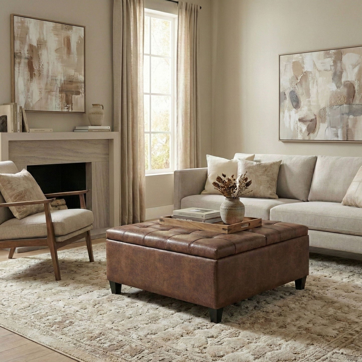 Harrison Upholstered Coffee Table Storage Ottoman