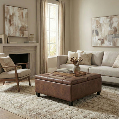 Harrison Upholstered Coffee Table Storage Ottoman