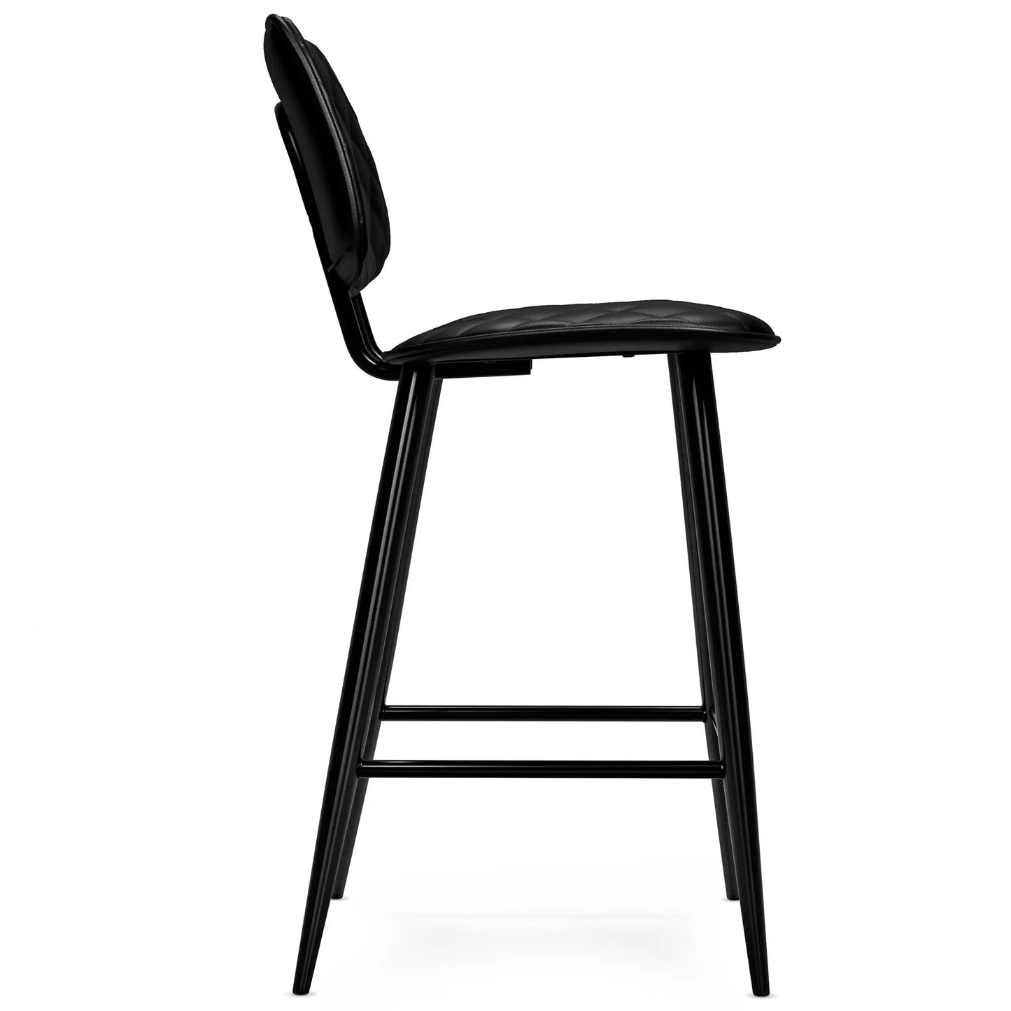 Raya Upholstered Counter-Height Stool Set of 2 in black quilted seat with sleek metal legs on Tampa Home & Garden Store