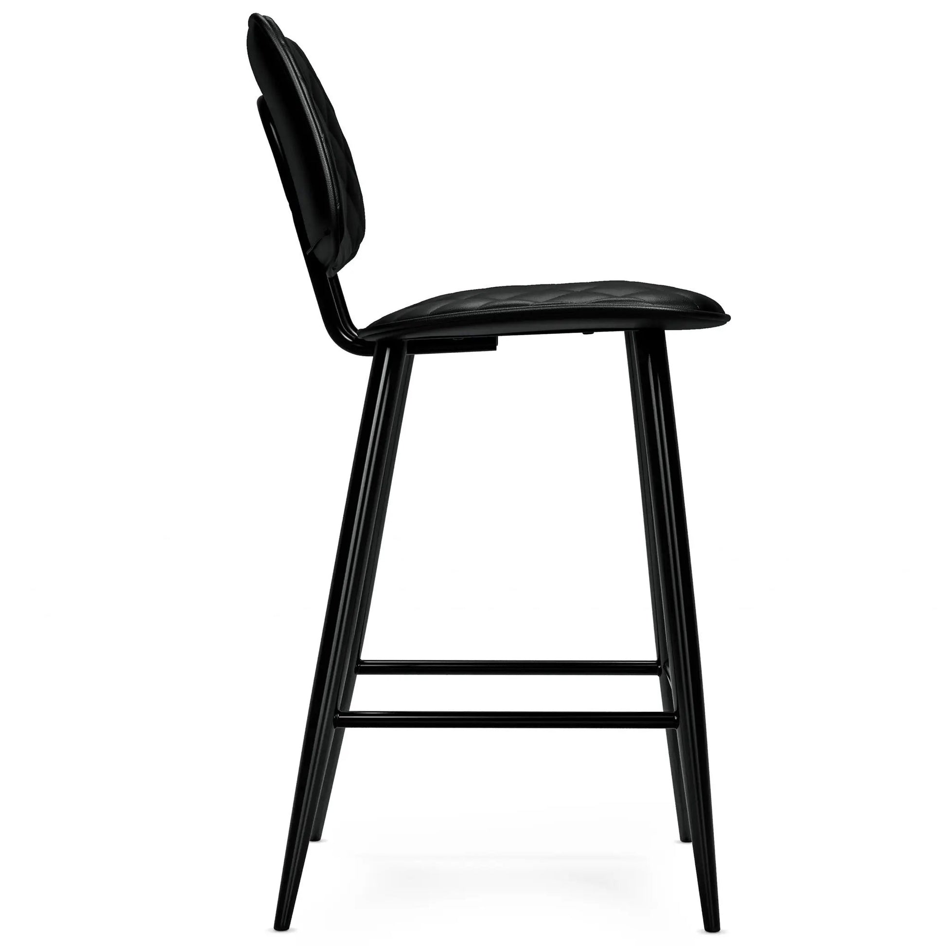 Raya Upholstered Counter-Height Stool Set of 2 in black quilted seat with sleek metal legs on Tampa Home & Garden Store