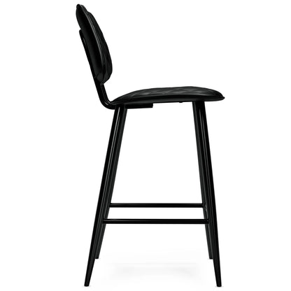 Raya Upholstered Counter-Height Stool Set of 2 in black quilted seat with sleek metal legs on Tampa Home & Garden Store
