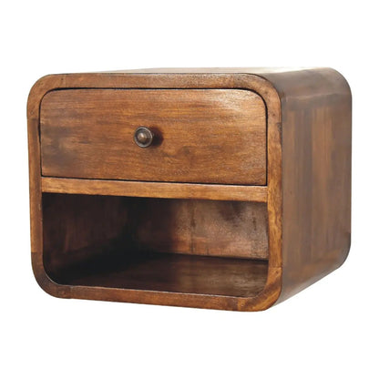 Curve Upper Slot Floating Nightstand with Drawer
