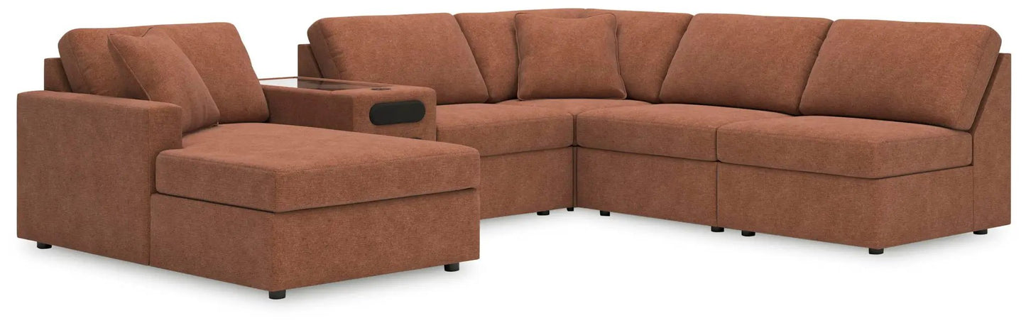 Modmax Sectional Sofa In Spice Fabric Performance