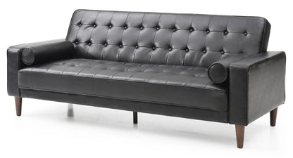 Andrews Sofa Bed futon in black tufted leather with wood legs by Unique Piece Furniture on Tampa Home & Garden Store