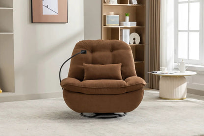 Power recliner swivel glider chair in brown plush fabric with USB charger on Tampa Home & Garden Store