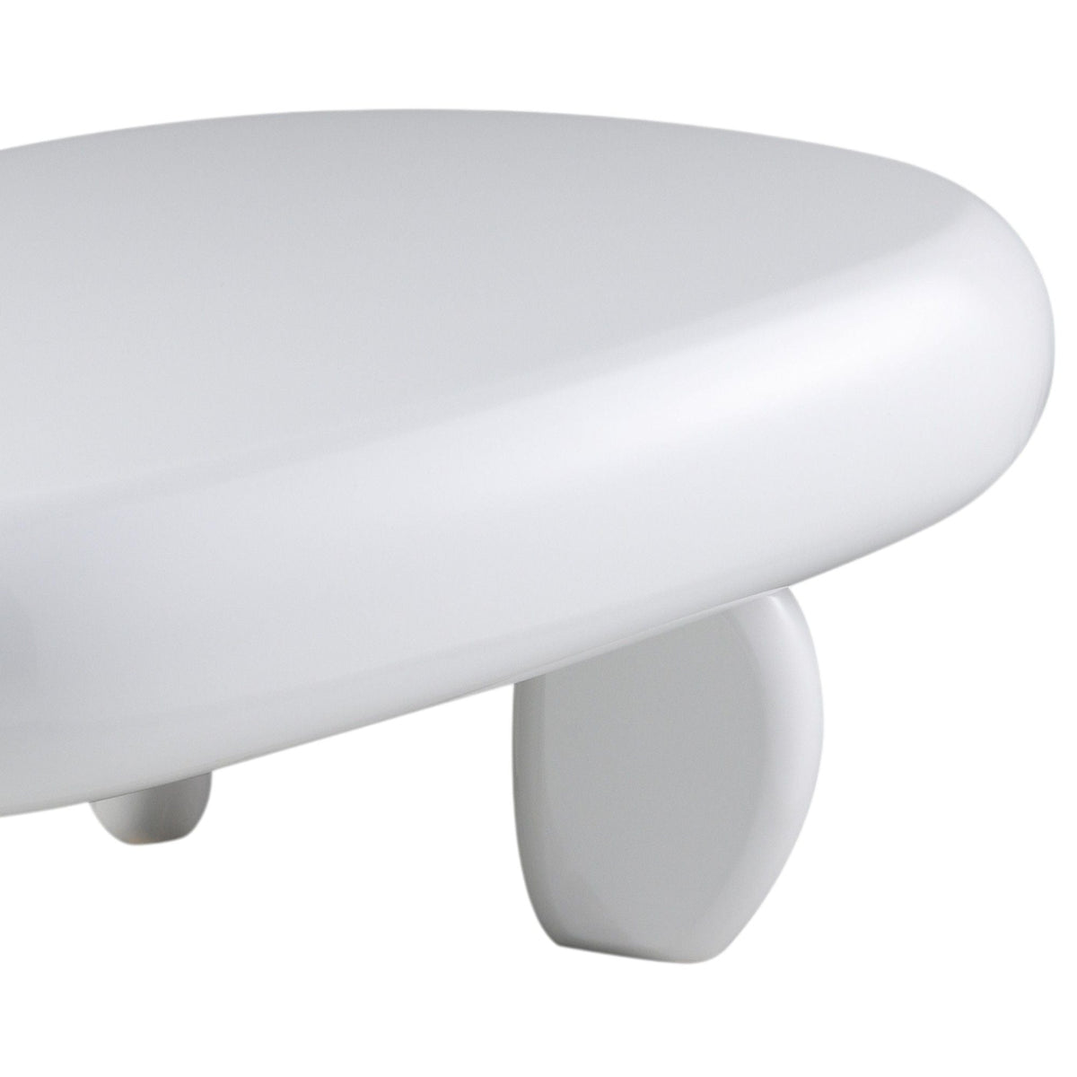 High gloss end table white with rounded leg and smooth synthetic wood finish on Tampa Home & Garden Store