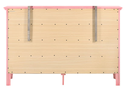 HouseOfZazla Elegant Casual Dresser back view pink frame with wood panels and metal supports on Tampa Home & Garden Store