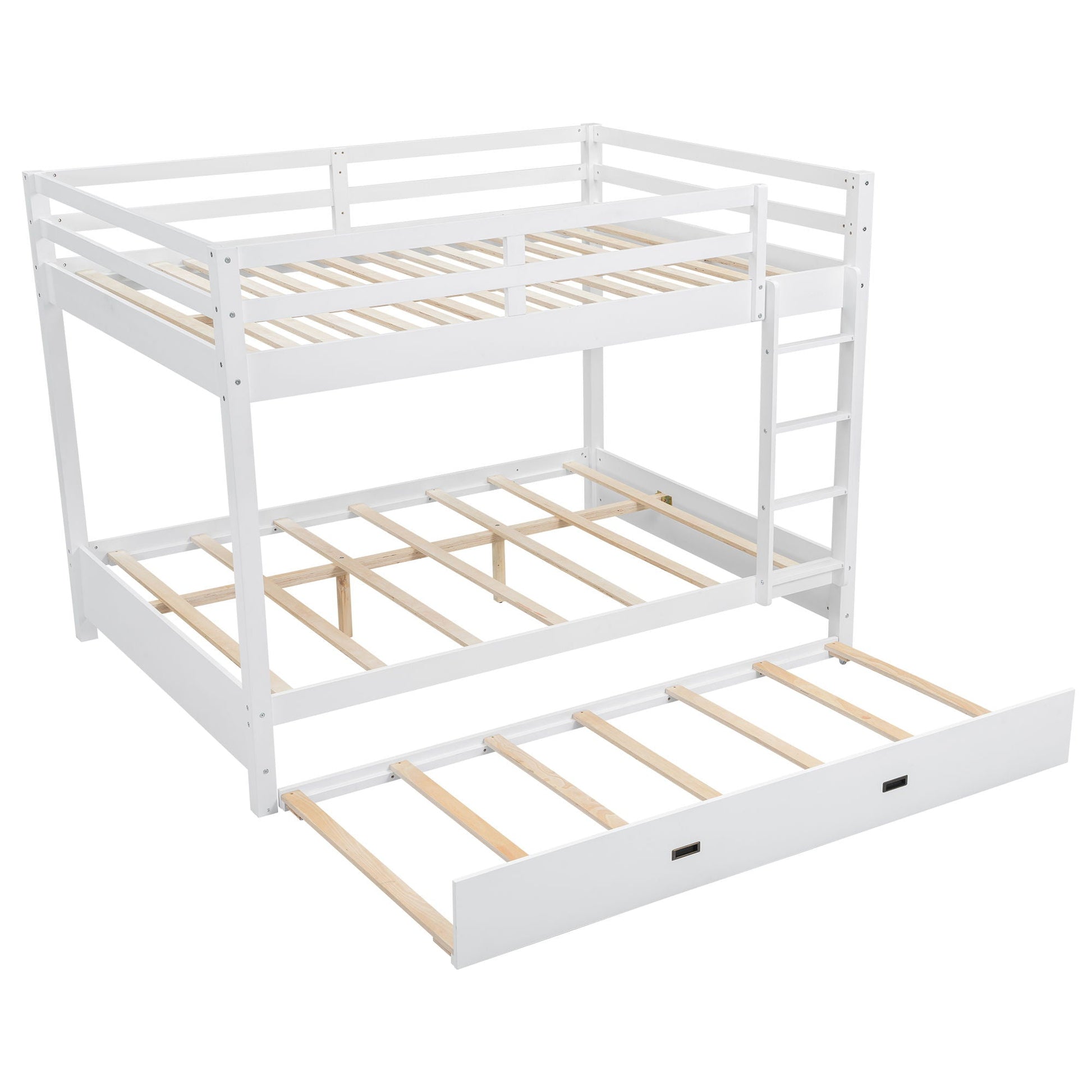 Sturdy Bunk Bed With Ladder white finish with slatted wood bases HouseOfZazla bunk beds on Tampa Home & Garden Store