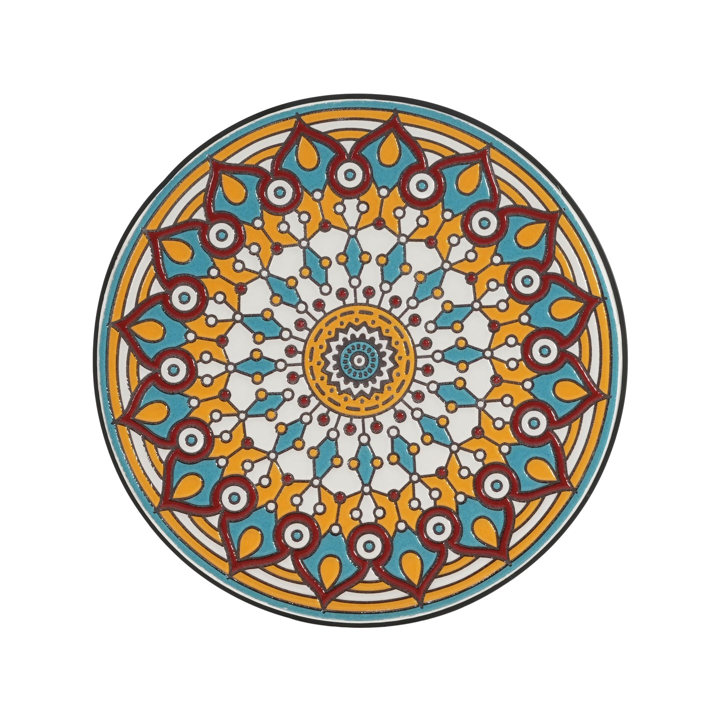 Round Ceramic Outdoor Table And Colorful Tile Top