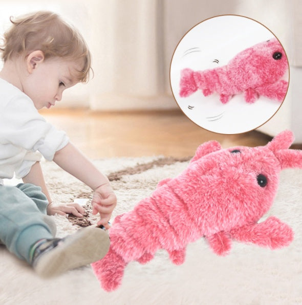 Pink plush shrimp toy, soft fuzzy material on Tampa Home & Garden Store