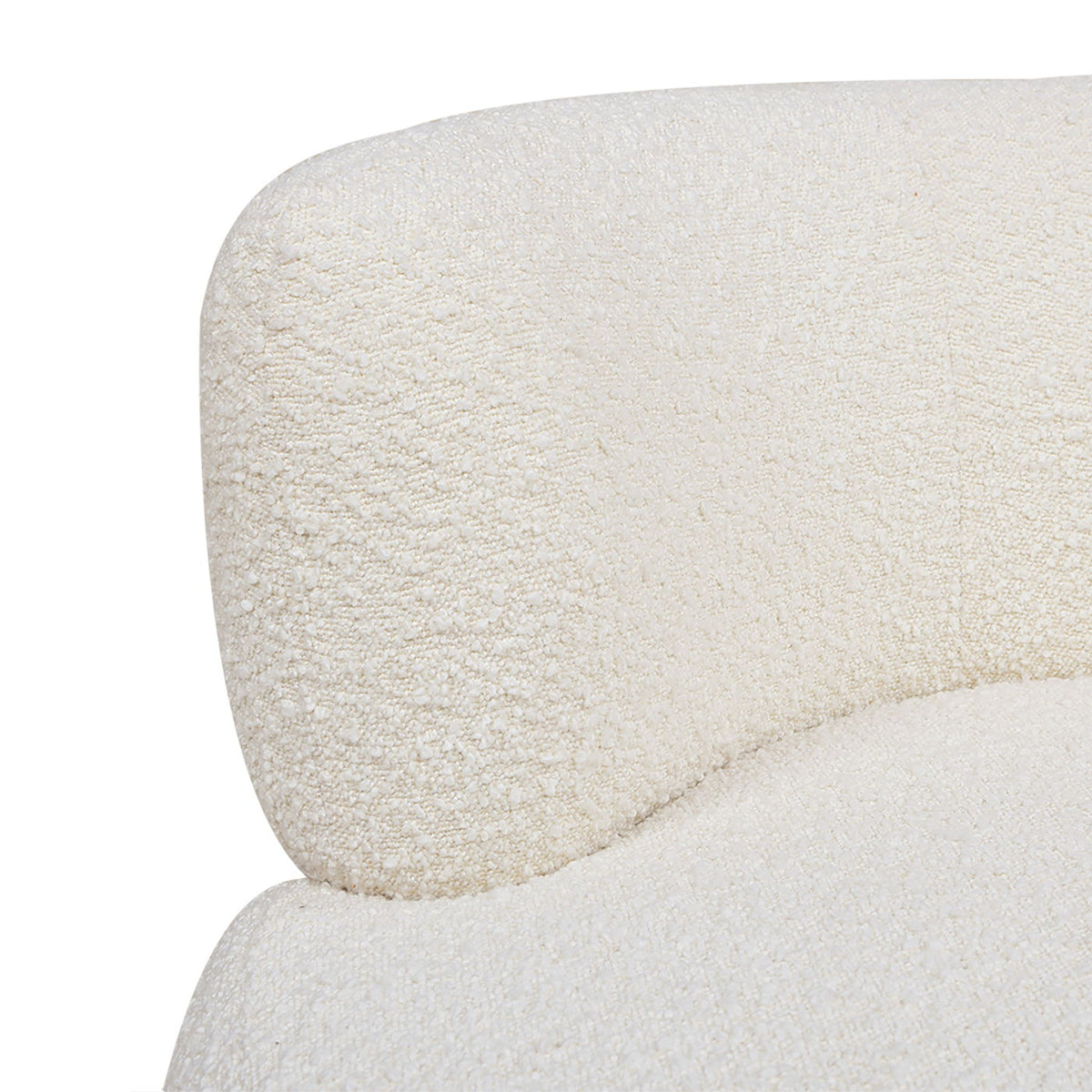 Ivory white swivel accent chair with low barrel back in boucle fabric by HouseOfZazla on Tampa Home & Garden Store