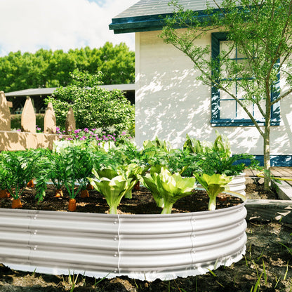 Planter Heavy Duty Galvanized Raised Garden Bed circle with leafy greens on Tampa Home & Garden Store