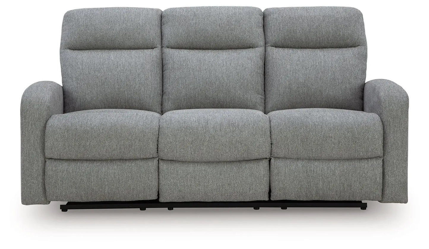 Gauntlet reclining sofa Sterling in gray fabric, 3-seat with cushioned arms, Unique Piece Furniture on Tampa Home & Garden Store