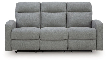 Gauntlet reclining sofa Sterling in gray fabric, 3-seat with cushioned arms, Unique Piece Furniture on Tampa Home & Garden Store