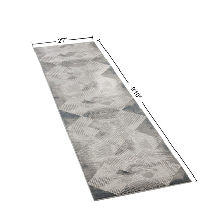 Area rug runner in soft gray geometric pattern by HouseOfZazla, 27 in wide x 9 ft 10 in long on Tampa Home & Garden Store