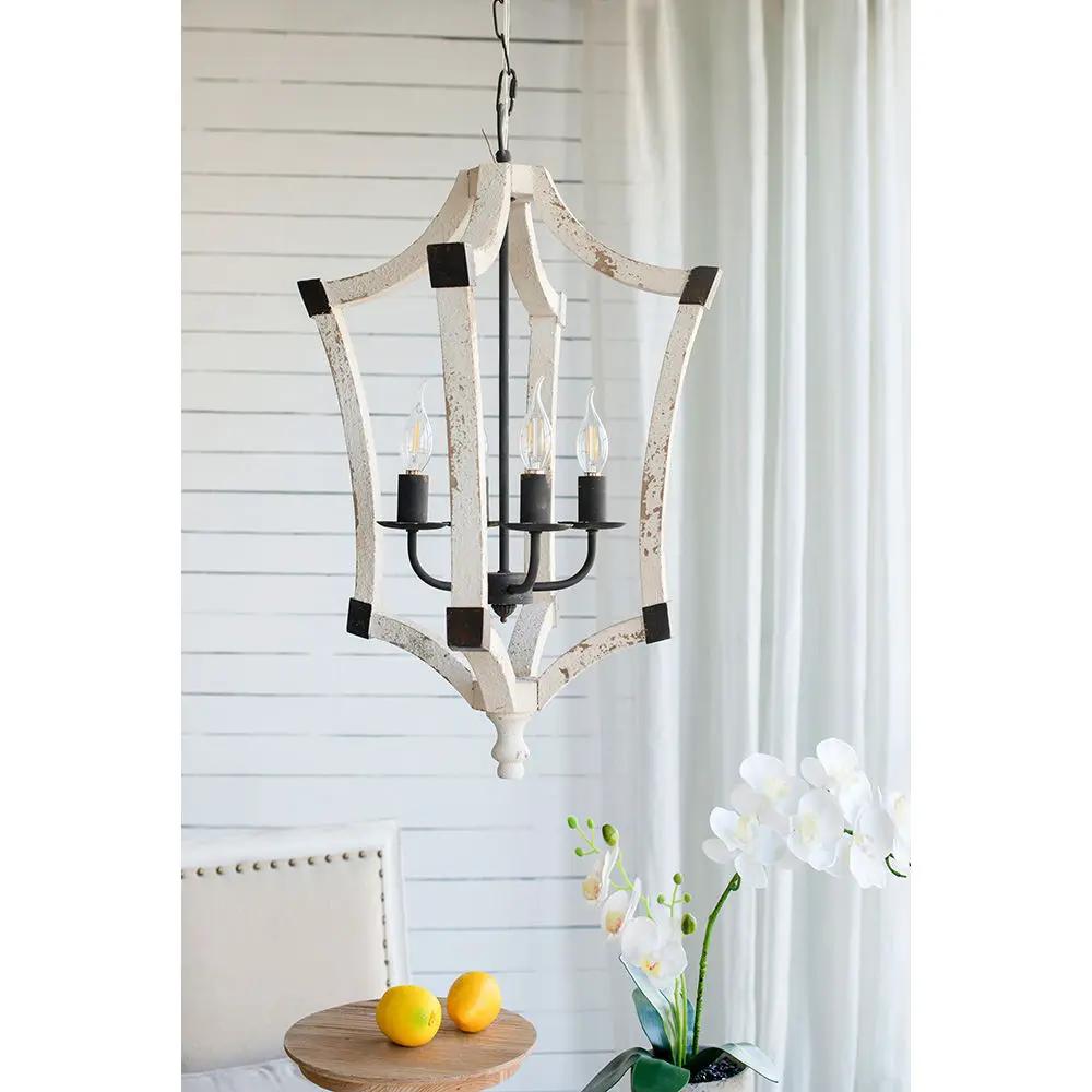 Cream 4 Light Chandelier with Adjustable Chain