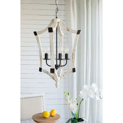 Cream 4 Light Chandelier with Adjustable Chain