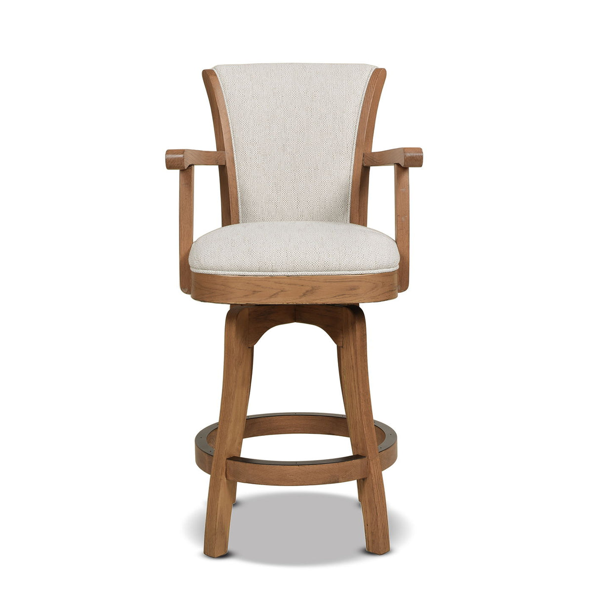 HouseOfZazla swivel counter height bar stool with high back and beige fabric on hardwood on Tampa Home & Garden Store