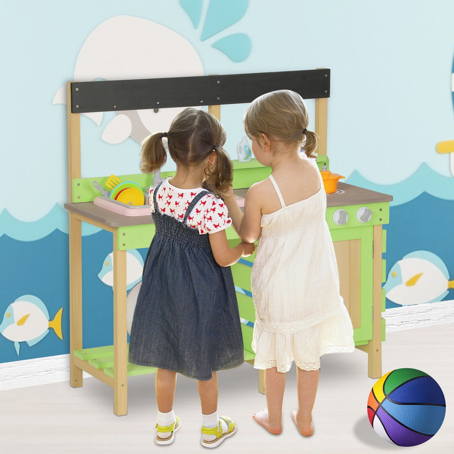 Kids Wooden Mud And Water Play Kitchen Set