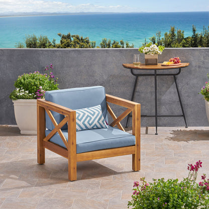Brava Mid-Century Modern Club Chair blue cushions outdoor furniture HouseOfZazla on Tampa Home & Garden Store
