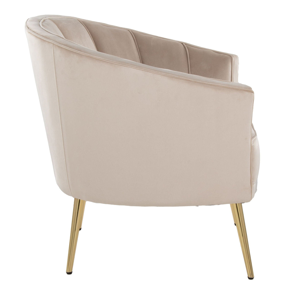 Contemporary Glam Accent Chair by HouseOfZazla with tufted beige upholstery and gold legs on Tampa Home & Garden Store