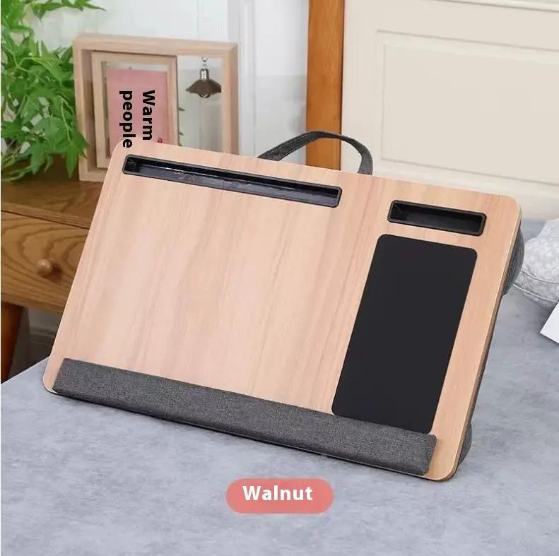Portable knee lazy table walnut finish with black mousepad and gray cushion FLIPSTYLEZLLC on Tampa Home & Garden Store