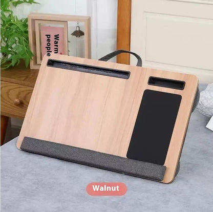 Portable knee lazy table walnut finish with black mousepad and gray cushion FLIPSTYLEZLLC on Tampa Home & Garden Store