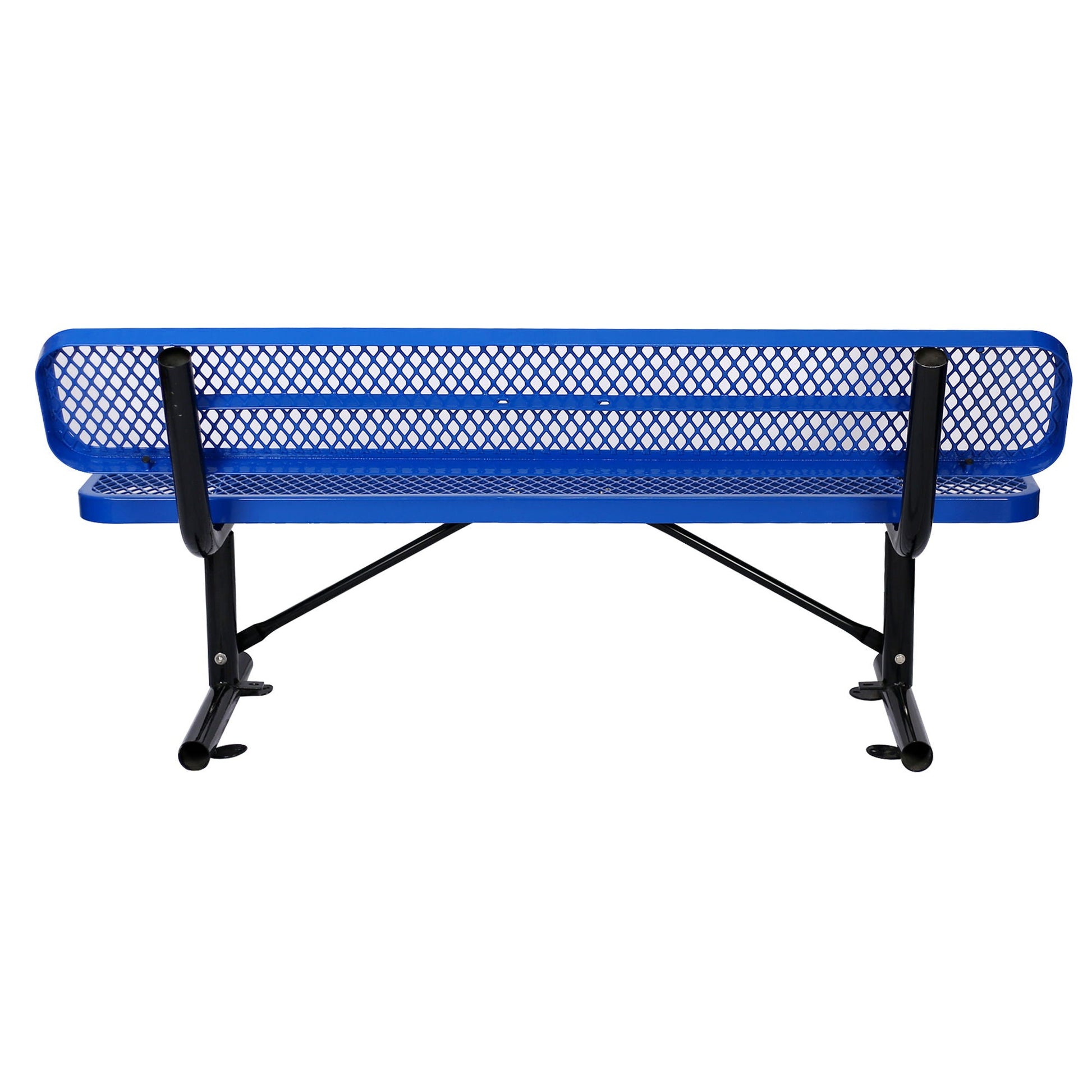 6' Outdoor Steel Bench With Backrest blue mesh back and seat by HouseOfZazla on Tampa Home & Garden Store