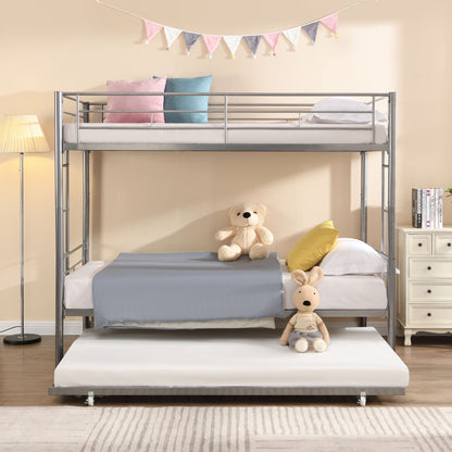 Modern Metal Frame Bunk Bed With Trundle