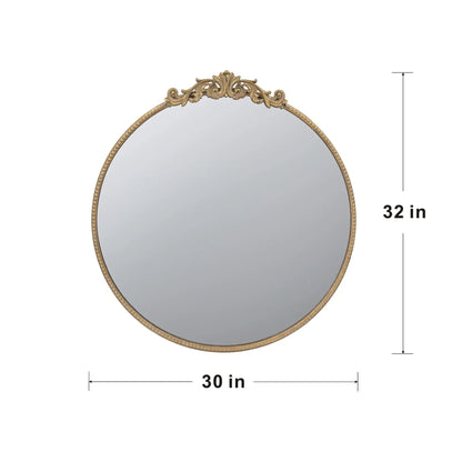Round wall mirror with a gold Baroque-inspired ornate frame, Unique Piece Furniture on Tampa Home & Garden Store