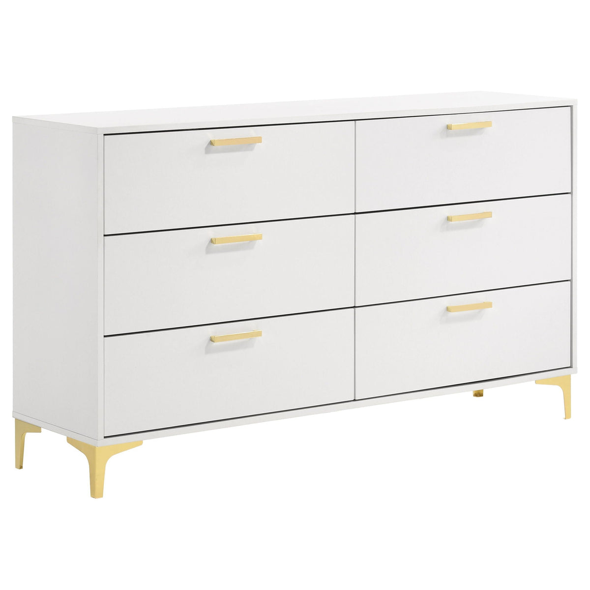 James 4-drawer dresser by HouseOfZazla in white with gold hardware and legs on Tampa Home & Garden Store
