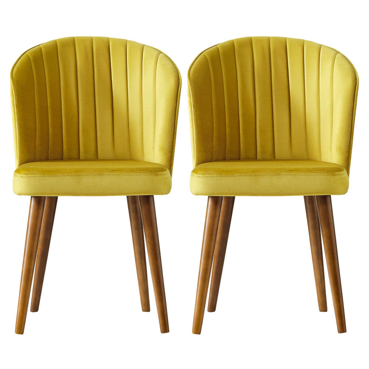 Parsons dining chairs set bright yellow upholstery with wood legs 2 chairs on Tampa Home & Garden Store