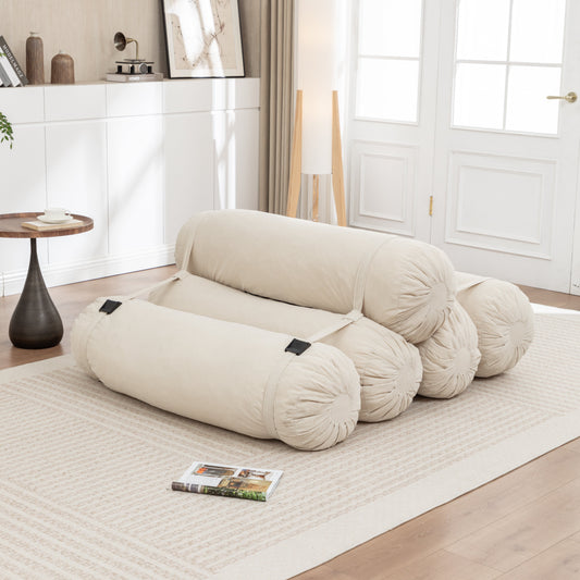 HouseOfZazla beige corduroy adjustable floor sofa 3-piece lazy sofa loungers on Tampa Home & Garden Store