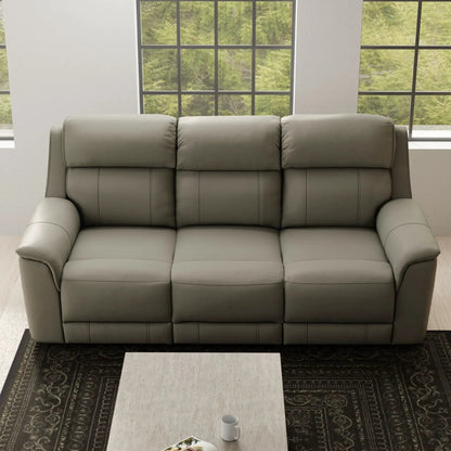 Oslo Dual Power Reclining Sofa gray leather upholstery by Unique Piece Furniture on Tampa Home & Garden Store