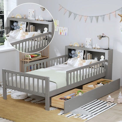 Bed With Headboard Storage and Under Bed Drawers
